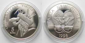 PAPUA NEW GUINEA 5 Kina 1998 Snake GREEN TREE PYTHON silver Proof