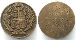 PERU. Handmade bronze official seal, about 1950.