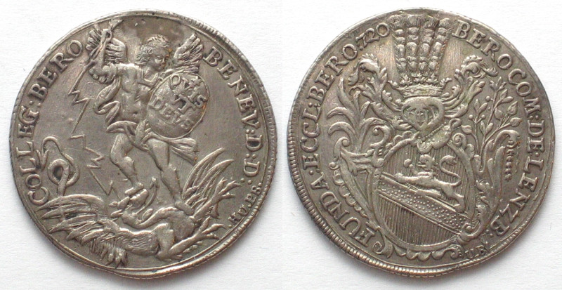 BEROMUENSTER. 1/2 Thaler ND (1720) silver, vz(XF)! KM # 4. Gewicht / Weight / Po...