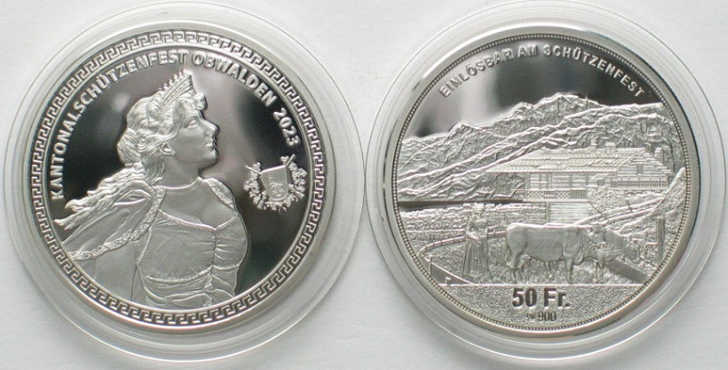 OBWALDEN 50 Francs 2023 SHOOTING FESTIVAL silver Proof RARE!!! Material: Silver
...