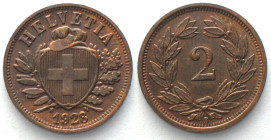 SWITZERLAND. 2 Rappen 1928, bronze, KEY DATE! UNC!