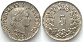 SWITZERLAND. 5 Rappen 1928, Cu-Ni, UNC!