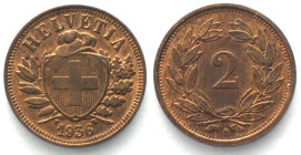 SWITZERLAND. 2 Rappen 1936, bronze, UNC!