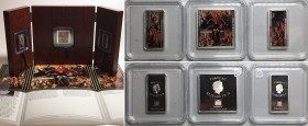 TOKELAU 4 $ Set 2013 The Last Judgment, Triptych by Memling, silver, colored