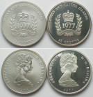 TURKS & CAICOS ISLANDS. 2 x 25 Crowns 1977 Queen's Silver Jubilee silver
