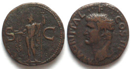 AGRIPPA (+12 BC). AE As 37-41 AD (under Caligula), Neptune standing, VF+