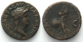 NERO. AE As 54-68 AD, Victory, VF