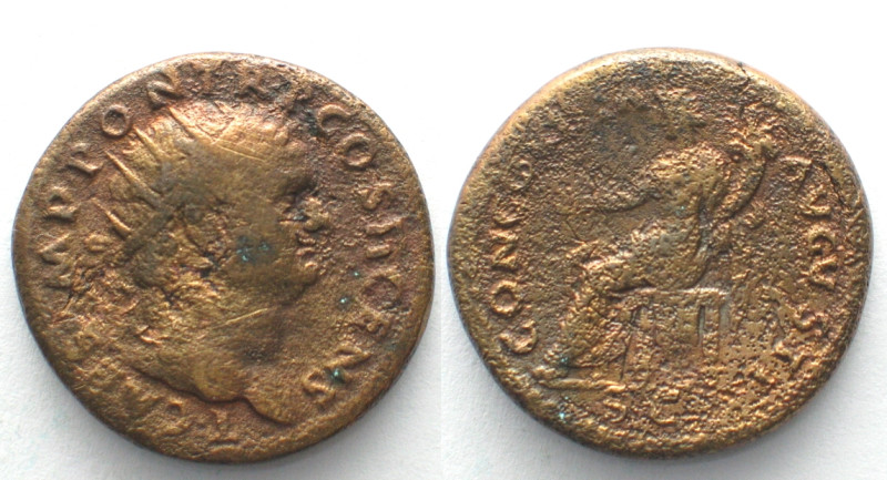 TITUS. AE Dupondius 73 AD, CONCORDIA AVGVSTI under VESPASIAN, VF/VF+ RIC 647, CB...