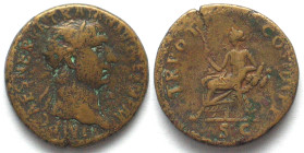TRAJAN (98-117 AD). AE Dupondius, 100, Rome mint, Abundantia seated, VF