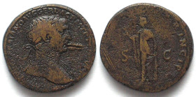 TRAJAN (98-117 AD). AE Sestertius, 107, Rome mint, SPQR OPTIMO PRINCIPI - SC, Spes standing, aVF
