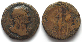 TRAJAN (98-117 AD). AE Sestertius, 107, Rome mint, SPQR OPTIMO PRINCIPI - SC, Victory standing, aVF/F