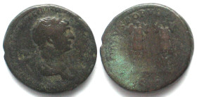 TRAJAN (98-117 AD). AE As, 114-117, Rome mint, two trophies, aVF
