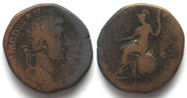 COMMODUS (175-192 AD). AE Sestertius, 183-184, Roma seated, F+/F