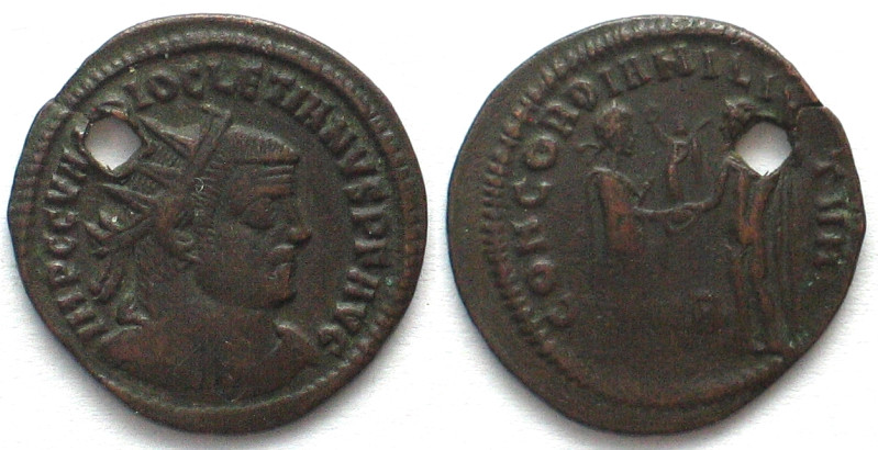 DIOCLETIAN (284-305). AE Antoninianus, 295-296, HB, Heraclea mint, CONCORDIA MIL...