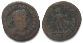 CONSTANTINE I the Great (306-337 AD). AE Follis, 312-313, RP, Rome mint, SOLI INVICTO COMITI, Sol standing, T-F in field, aVF