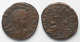 CRISPUS (317-326 AD). AE Follis, 320, AQT, Aquileia mint, VIRTVS EXERCIT, banner between two captives, VF