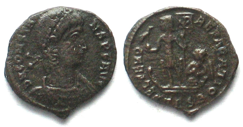 CONSTANS (333-350 AD). AE Follis, 349, TESB, Thessalonica mint, 2nd officina, FE...