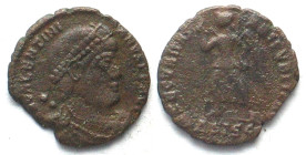 VALENTINIAN I (364-375 AD). AE3, 364-367, Siscia mint, ΔSISC, Victory, SECVRITAS REIPVBLICAE, VF