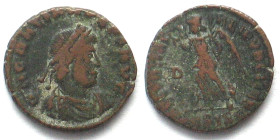GRATIAN (367-383). AE Follis, 367-375, ASISC, Siscia mint, SECVRITAS REI PVBLICAE, Victory, VF