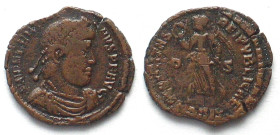 VALENTINIAN I (364-375 AD). AE Nummus, 367, ASISC, Siscia mint, SECVRITAS REI PVBLICAE, Victory, VF
