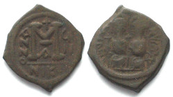 JUSTIN II (565-578). AE Follis, Yr. VII (573/574), NIKO, Nikomedia mint, Justin & Sophia, VF