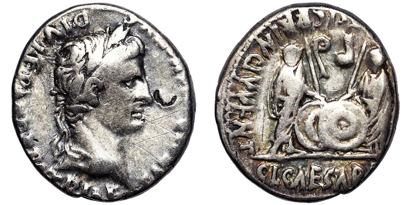 Roman Coins, Empire, Augustus (27 BC-14 AD), Denar, n.d. (ca. 2 BC-4 AD), Lugdun...