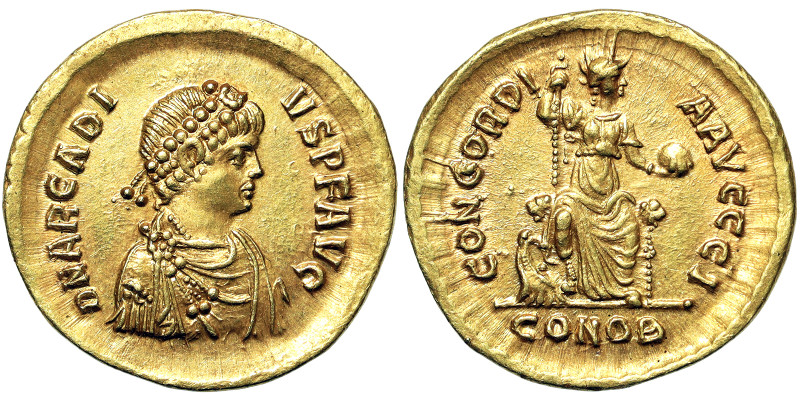 Roman Coins, Empire, Arcadius (383-408 AD), Solidus, n.d. (ca. 388-392 AD), Cons...