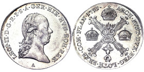 Austria, Holy Roman Empire (800/962 - 1806), Leopold II (1790-1792), 1/4 Kronentaler, 1791, Vienna, Ag. 7,40 g, Herinek 51, A.UNC