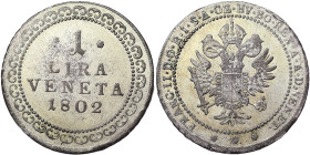 Austria, Holy Roman Empire (800/962 - 1806), Francis II, Holy Roman Emperor (1792/1804), 1 Lira Veneta, 1802, Vienna, Ag. 7,55 g NC, Herinek 582, XF