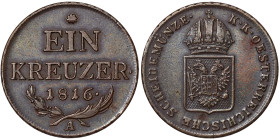 Austria, Austro-Hungarian Empire, Francis I, Emperor of Austria (1804-1835), 1 Kreuzer, 1816, Vienna, Cu. 8,75 g, Frühwald 530, VF