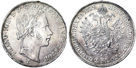 Austria, Austro-Hungarian Empire, Franz Joseph I (1848-1916), 2 Gulden, 1859, Kremnitz, Ag. 24,60 g, R, Frühwald 1357, VF+