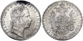 Austria, Austro-Hungarian Empire, Franz Joseph I (1848-1916), 1 Gulden, 1858, Karlsburg, Ag. 12,35 g, Frühwald 1448, XF