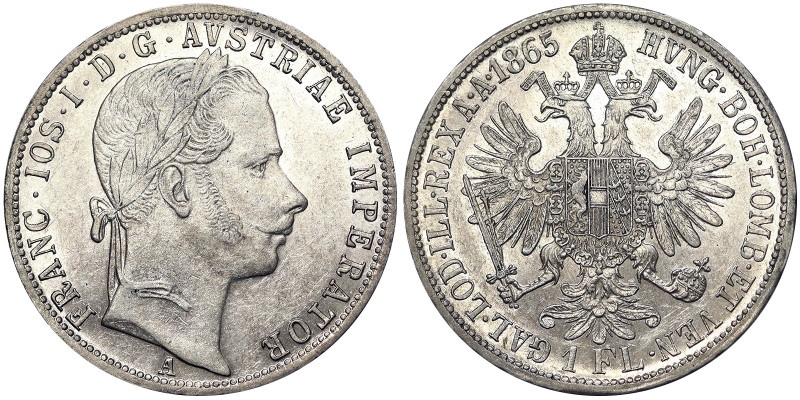 Austria, Austro-Hungarian Empire, Franz Joseph I (1848-1916), 1 Gulden, 1865, Vi...