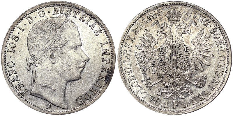 Austria, Austro-Hungarian Empire, Franz Joseph I (1848-1916), 1 Gulden, 1865, Vi...