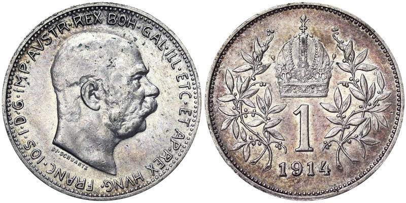 Austria, Austro-Hungarian Empire, Franz Joseph I (1848-1916), 1 Corona, 1914, Vi...