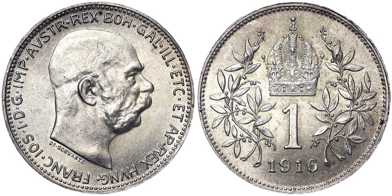 Austria, Austro-Hungarian Empire, Franz Joseph I (1848-1916), 1 Corona, 1916, Vi...