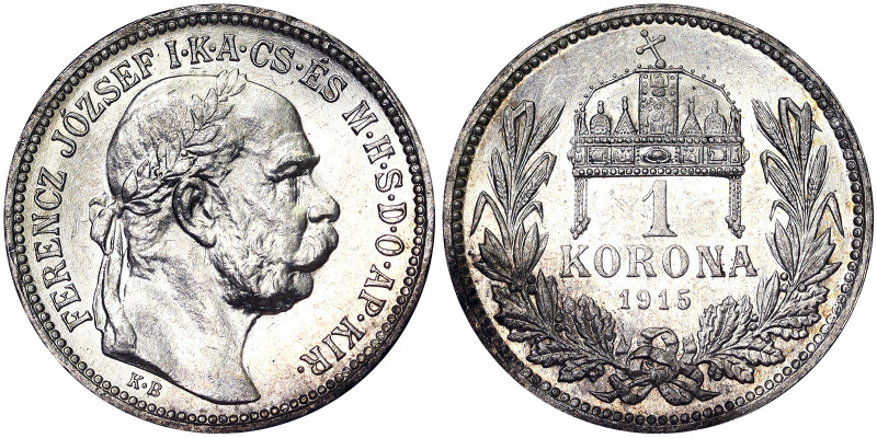 Austria, Austro-Hungarian Empire, Franz Joseph I (1848-1916), 1 Korona, 1915, Kr...