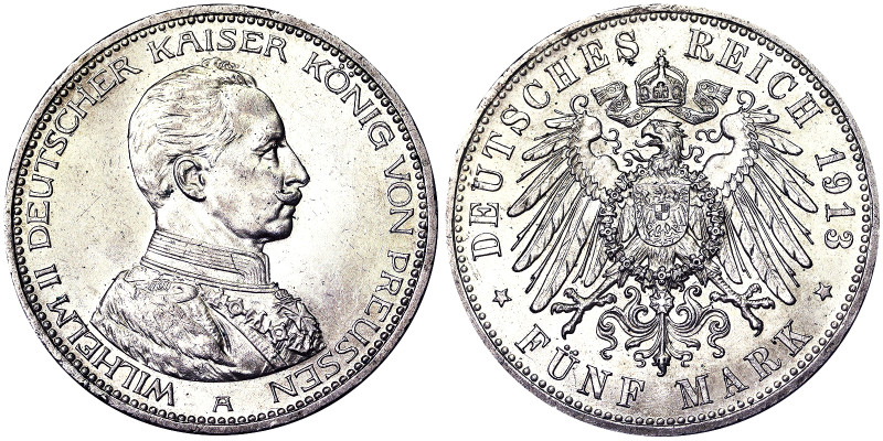 Germany, Prussia, Wilhelm II (1888-1918), 5 Mark, 1913, A Berlin, 25th Year of R...