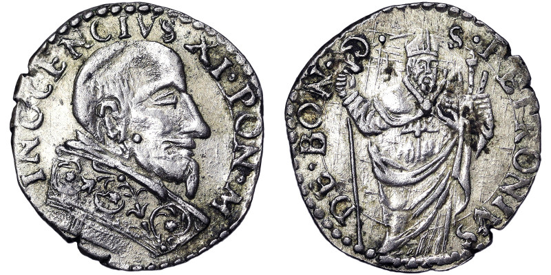 Italian States, Bologna, Innocenzo XI (1676-1689), Muraiola da 2 Bolognini, n.d....