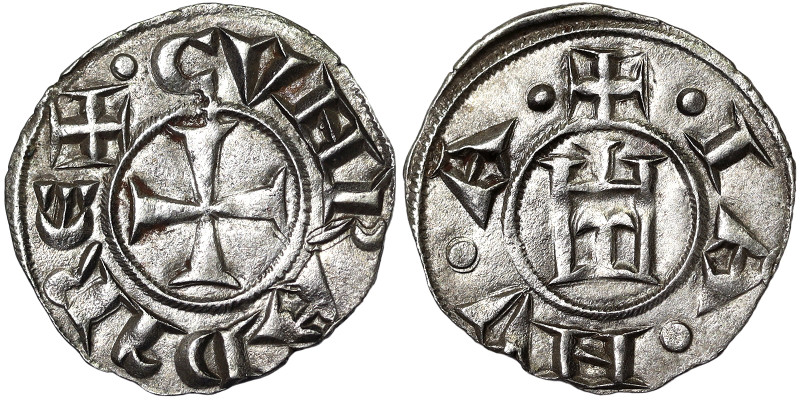 Italian States, Genoa, Republic (1139-1339), Denaro, n.d., Genoa, Ag. 0,85 g, Bi...