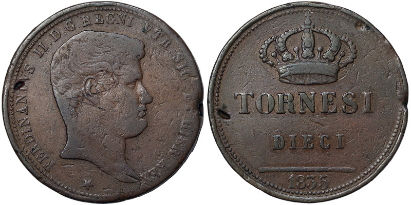 Italian States, Naples, Ferdinando II of Borbone (1830-1859), 10 Tornesi, 1835, ...