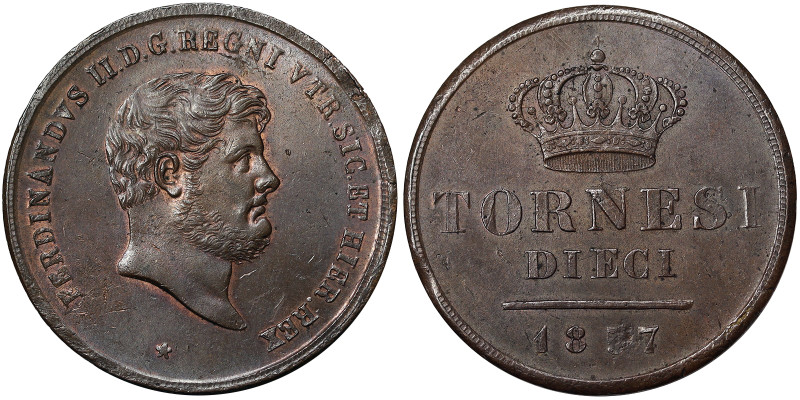 Italian States, Naples, Ferdinando II of Borbone (1830-1859), 10 Tornesi, 1837, ...