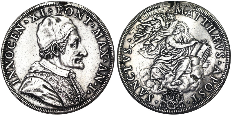 Italian States, Rome (Papal State), Innocenzo XI (1676-1689), Piastra, 1676, Rom...