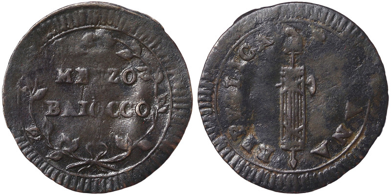 Italian States, Rome (Papal State), First Roman Republic (1798-1799), 1/2 Baiocc...