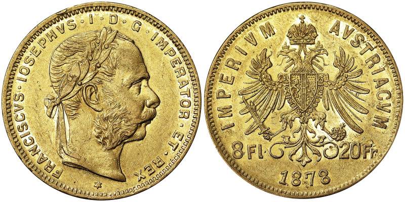 Austria, Austro-Hungarian Empire, Franz Joseph I (1848-1916), 8 Gulden (20 Franc...