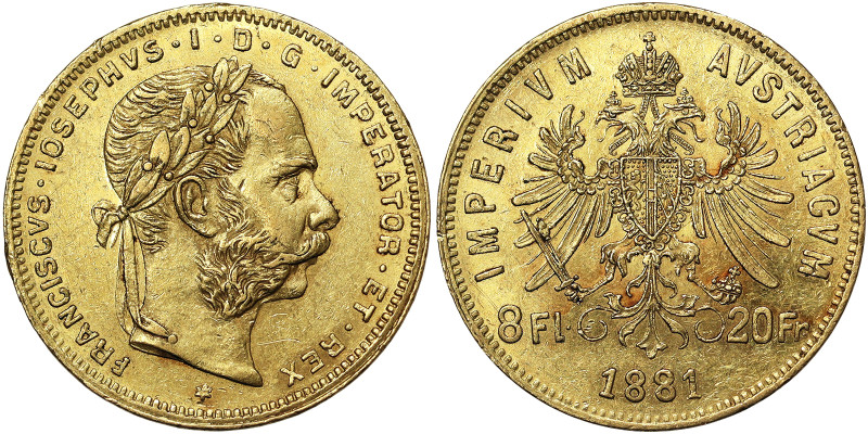 Austria, Austro-Hungarian Empire, Franz Joseph I (1848-1916), 8 Gulden (20 Franc...