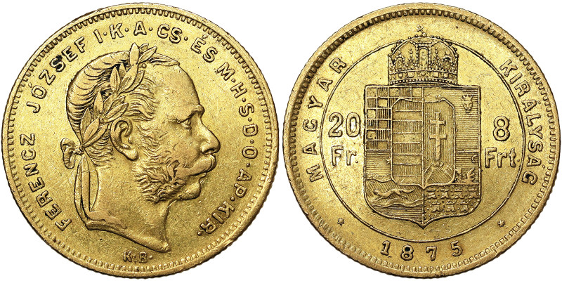 Austria, Austro-Hungarian Empire, Franz Joseph I (1848-1916), 8 Forint, 1875, Kr...