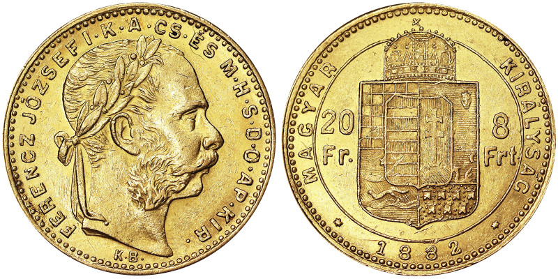 Austria, Austro-Hungarian Empire, Franz Joseph I (1848-1916), 8 Forint, 1882, Kr...