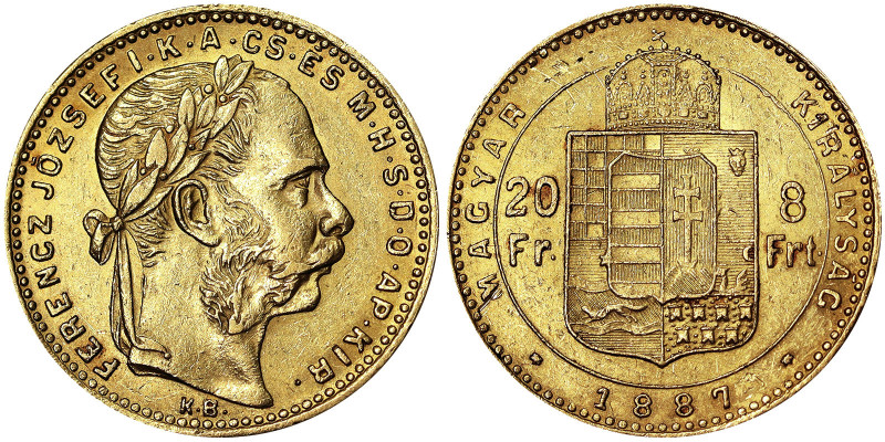 Austria, Austro-Hungarian Empire, Franz Joseph I (1848-1916), 8 Forint, 1887, Kr...