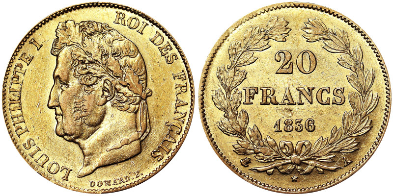 France, Louis Philippe I (1830-1848), 20 Francs, 1836, A Paris, Au. 6,45 g, Fr. ...